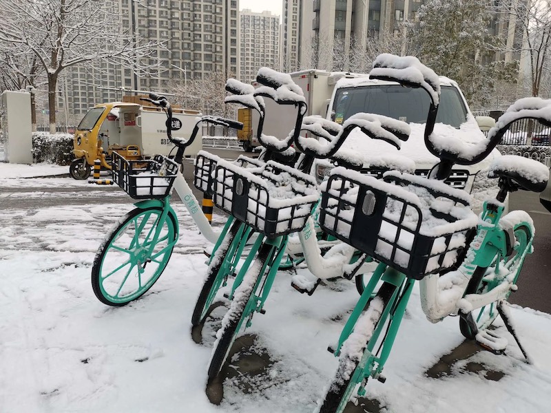 Das Wetter wird kalt und öffentliche Fahrräder gehen in den „Winterschlaf“ in Nordchina
